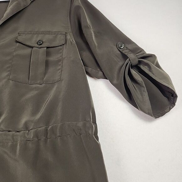 Mossimo Roll Tab Belted Waist Utility Dress Army Green Medium w/ Pockets (Flaw) - Picture 4 of 11